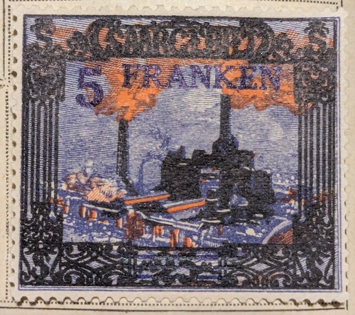 Timbre sarre francs 1921 - timbre,
