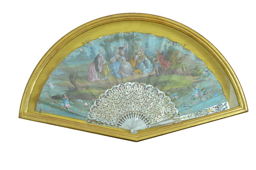Ancien éventail fan peint - fan,