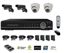 Kit de vidéo surveillance, enregistreur numérique DVR IP 4ch alarme + 4 Caméras 