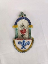 Ancien Bénitier En Terre Cuite 16 Cm