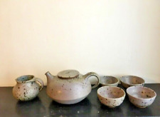 Theiere + 4 bols  en grès pyrité grès de Puisaye, M.Isambert Robert Deblander