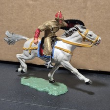 RARE FIGURINE 7 cm ELASTOLIN ANCIENNE CAVALIER MOYEN ÂGE MAGNIFIQUE