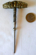 ANCIENNE PERCETTE TIRE BOUCHON BRONZE ARGENTÉ (1)