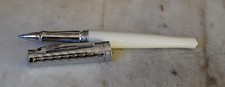 MAGNIFIQUE STYLO ROLLER CROSS SAUVAGE - LAQUE BLANCHE PERLE - FINITION PYTHON