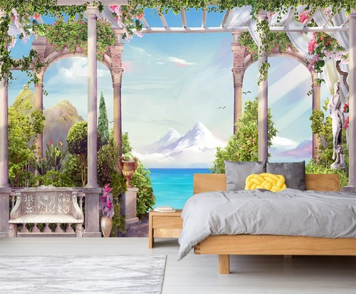Terrace garden seascape - terrace,