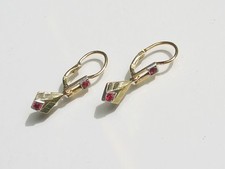 BELLES BOUCLES D'OREILLES DORMEUSES ANCIENNES ART DECO en Plaqué or FIX