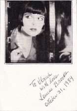 Louise Brooks - carte originale signée ""31 octobre 1984""