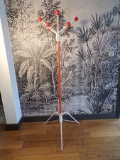 VINTAGE PORTEMANTEAU PERROQUET 8 patère BOULE BOIS-METAL-DESIGN 70