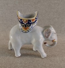 BELLE STATUETTE FIGURINE ELEPHANT SALIÈRE CERAMIQUE FAIENCE GEO MARTEL DESVRES