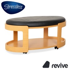 Stressless Arion Bois Cuir Pouf Table Basse Noire Roulettes