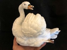 Cygne Blanc Vide Poche Début XX ème Siècle Biscuit Vers 1900 -1920 