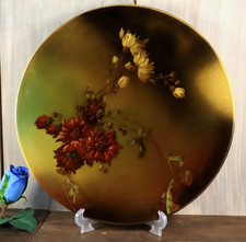 Ancien Grand Plat Assiette Céramique Impressionniste Barbotine HBC Choisy le Roi