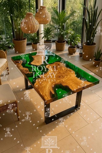 Table résine époxy bois - table,