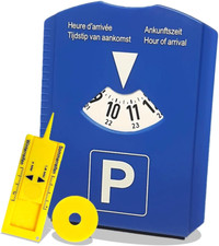 Disque De Stationnement Pour Zone Bleue Européen Avec 3 Jetons Caddies Grattoir