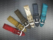 24mm PYTHON Leather Strap Red