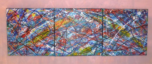 Tableau triptyque acrylique - tableau,