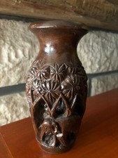 Vase orné en bois sculpté à la main Indonésien vintage,décoration intérieure