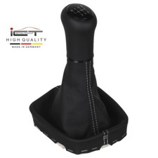 ICT Pommeau de levier cuir pour VW Polo 5 V Typ 6R 6C couture argent B61