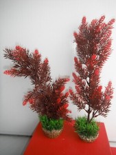 PLANTE D AQUARIUM  ARTIFICIELLE  DUO SUR SOCLE H 34 CM BRUN ROUGE 