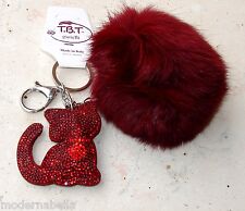 Brillant Chat Chaton 3D Pompon Charme, Pendentif Sac Strass