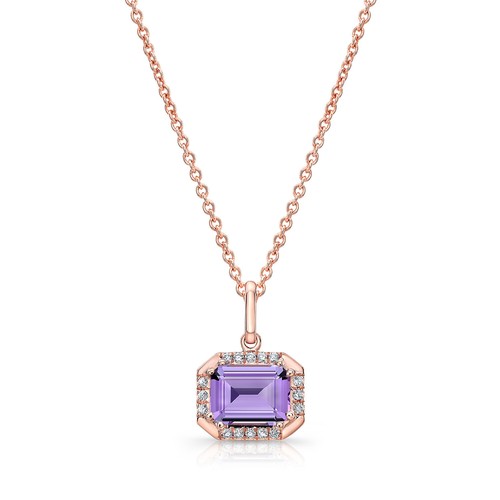 Améthyste diamant collier 14k - améthyste,