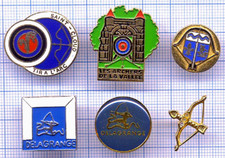Lot 6 PIN'S TIR à L'ARC / SAINT-CLOUD ARCHERS cible Flèche Archery Fleurs de Lys