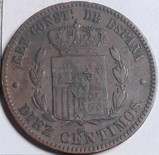 10 Centimos Alphonse XII 1879 Espagne Spain - 746798