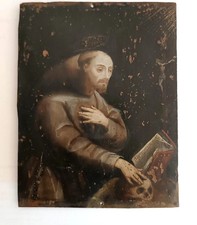 Peinture ancienne sur cuivre, école italienne, XVIIe siècle - SAINT FRANÇOIS