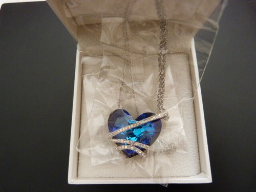 Pendentif coeur cristal bleu - coeur,