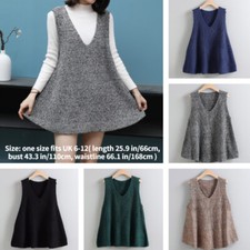 Gilet Tricot Femme Pull Sweat V Col Loose Uni Débardeur Gilet Décontracté