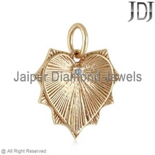 Naturel Pendentif Diamant 14K Solide or Jaune Coeur Breloque Cadeau Bijoux