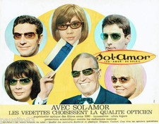 PUBLICITE ADVERTISING 115  1965  SOL-AMOR  lunettes solaires MAURICE CHEVALIER