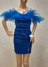 RBF29  Sublime Robe Satinée  Bleu  Avec Tulle Elégante Raffinée T  34/36