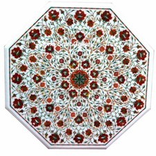 30 " Marbre Centre Table Top Demi Précieux Pierres Cornaline Inlay Handmade Work