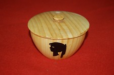  VALLAURIS Grandjean Jourdan  émail noir faux bois visage de femme boite à sucre