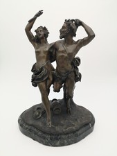 D'APRÈS CLODION - GROUPE EN BRONZE ÉPOQUE FIN XIXème BACCHANTE ET SATYRE