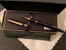 Stylo Roller Scriveiner - Noir Laqué Finition Laminée en Or 24 Carats, NEW