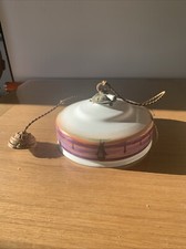 GDG Suspension Opaline Décor Marine Asiatique Diamètre 25 Cm Hauteur 15