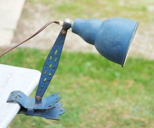 RARE Lampe BIJOU métallique bleue industrielle ajourée à clapet CAE25LMP001