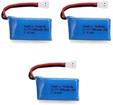 Lot de 3 batteries LiPo 3.7V 380mAh pour batterie drone HUBSAN X4, V252, JXD ...
