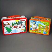 Lot 2 valisettes vintage tôle Kinder Surprise Babar boîte rangement déco Jouets