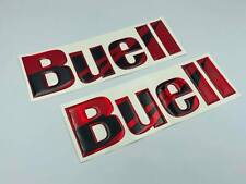 2 Autocollants Résinés Sticker 3D BUELL Réservoir Rouge Chrome & Noir