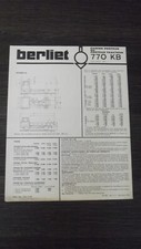 CATALOGUE/BROCHURE FICHE TECHNIQUE BERLIET 770 KB / 1973