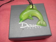 Bijou DAUM France Pendentif  DAUPHIN en Cristal Vert