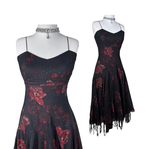 Robe vintage noire rouge - , rose