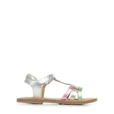 Sandales Nu Pieds Kickers fille Diamanto Argent Cuir Scratchs