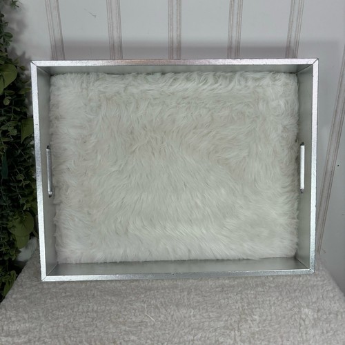 Silver faux leather tray - faux,
