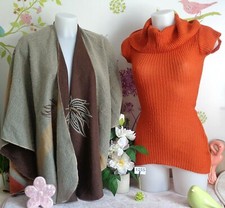 Lot vêtements occasion femme : Pull " Jennyfer ", Cape / Poncho - T : 36 / 38 *