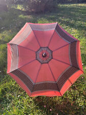 Ombrelle, parapluie, manche en bois, couleur rouge brique, accessoire vintage.