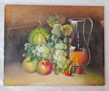 Tableau XXéme  Huile 20cm x 25cm. "Nature-morte aux fruits".